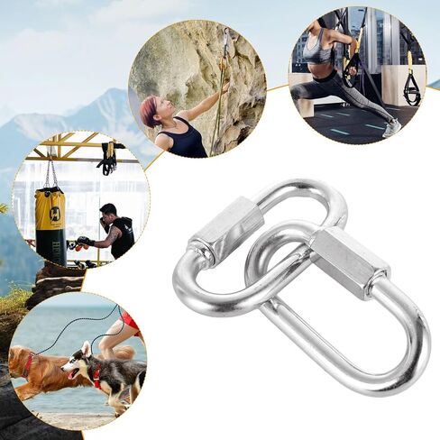 APACALI 60 قطعة حلقة تسلق M6 وصلة سريعة 6 مم، وصلة سلسلة حديد مجلفنة وصلة سريعة شديدة التحمل، حلقة تسلق بيضاوية الشكل لمعدات أرجوحة الصالة الرياضية المتأرجحة، خارجية وداخلية in Kuwait