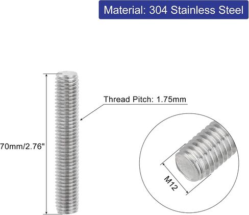 uxcell 8Pcs Fully Threaded Rod, M6 x 80mm 304 Stainless Steel Right Hand Thread Bar Studs M6-1 Thread Pitch for Furniture Machinery Assembly in Saudi Arabia