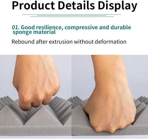 Acoustic Foam panels,Self-Adhesive Sound Absorbing Panels,12 X 12 X 2 inches Pyramid Style High Density for Studio Recording/Office/Home (Pack of 12,Gray)… in Saudi Arabia