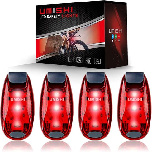 مصابيح أمان LED (4 عبوات) - مصابيح تشغيل بمشبك للعداء، والأطفال، والركض، والدراجة، والكلاب، والمشي، أفضل الملحقات لمعداتك العاكسة، أثناء الليل، وركوب الدراجات in Kuwait