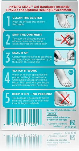 Band-Aid Brand Hydro Seal Adhesive Bandages for Toe Blisters, Waterproof Blister Pad, 8 Count in Saudi Arabia
