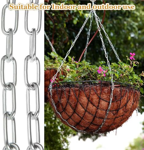 1/8'' x 33Ft Length Galvanized Steel Coil Chain, Silver Heavy Duty Chain Links, Metal Chain for Indoor and Outdoor Hanging, Pet Chain, Security Lock Chain in Kuwait