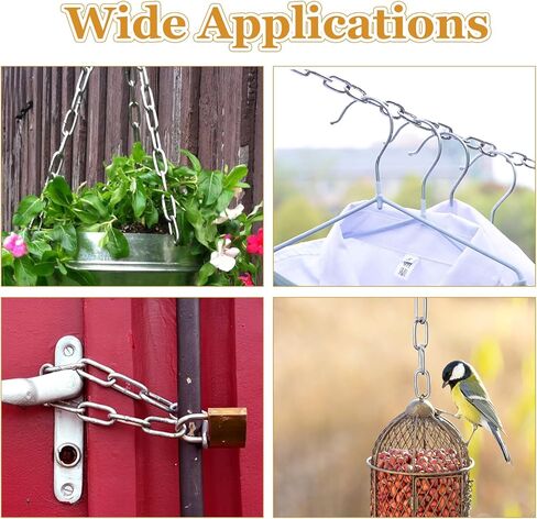 1/8'' x 33Ft Length Galvanized Steel Coil Chain, Silver Heavy Duty Chain Links, Metal Chain for Indoor and Outdoor Hanging, Pet Chain, Security Lock Chain in Kuwait