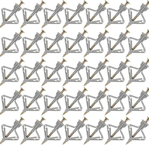 50 قطعة من مرساة الحوائط الجافة مع براغي، مرساة حائط مجوفة ذاتية الحفر، سدادات توسيع الفراشة، مجموعة مرساة بلاستيكية شديدة التحمل لتركيب جدار الستارة الجصية (أبيض) in Kuwait