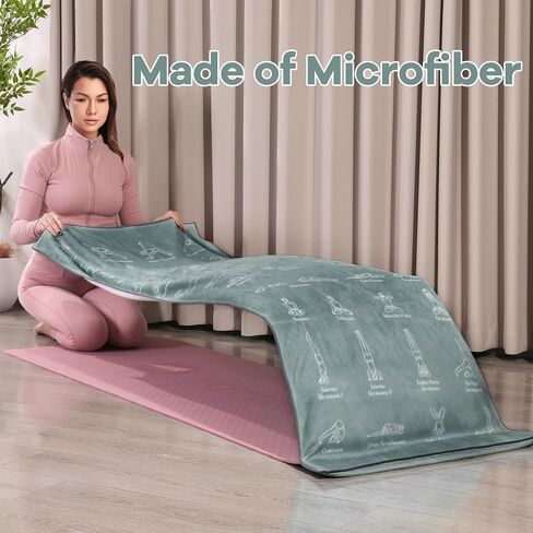 24 x72 Yoga Mat Towel,Non-Slip Hot Yoga Mat Towel with Yoga Pose Pattern,Corner Pockets Design Sweat Absorbent Yoga Towel Mat for Hot Yoga, Pilates and Workout（Grey） in Saudi Arabia