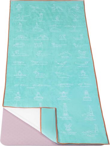 24 x72 Yoga Mat Towel,Non-Slip Hot Yoga Mat Towel with Yoga Pose Pattern,Corner Pockets Design Sweat Absorbent Yoga Towel Mat for Hot Yoga, Pilates and Workout（Grey） in Saudi Arabia