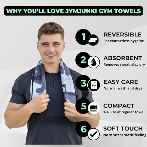 Gym Towel for Working Out (35 x 17 Inches) - 100% Recycled Microfiber, Lightweight Soft & Highly Absorbent Sports, Yoga & Workout Towel, Sweat Towel for Gym - Ideal Gift in Saudi Arabia