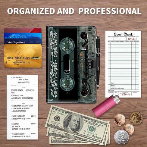 Server Book, Waitress Books with Zipper Pocket Christian Flower Design Serving Book Organizer Restaurant Guest Check Presenter Fit for Serving Aprons in Saudi Arabia