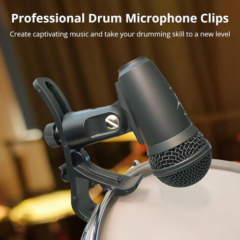 yeesport 4 Pcs Drum Microphone Clip Set, Shockproof Drum Microphone Clamps, Mini Drum Mic Mount Clamps, Black Drum Microphone Securing Clips, Musical Instrument Supplies in Saudi Arabia