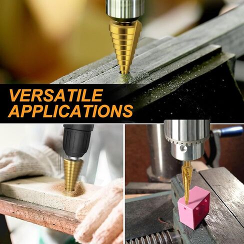3 قطع من رؤوس الثقب للمعادن، رؤوس مثقاب مطلية بالتيتانيوم من الفولاذ عالي السرعة، لقم حفر مخروطية من الصلب عالية السرعة لقطع ثقب الصفائح المعدنية، 31 خطوة بأحجام مثقاب مستدقة in Kuwait