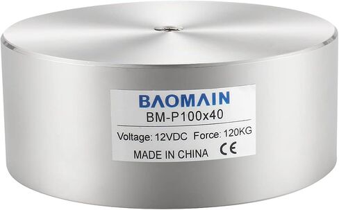 Baomain Magnet Electromagnet Solenoid 12V 1200N 264LB/120kg Force Electric Lifting 100mm P100x40 in Saudi Arabia