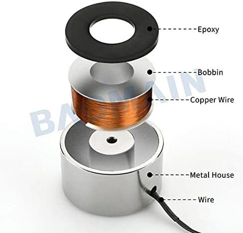Baomain Magnet Electromagnet Solenoid 12V 1200N 264LB/120kg Force Electric Lifting 100mm P100x40 in Saudi Arabia