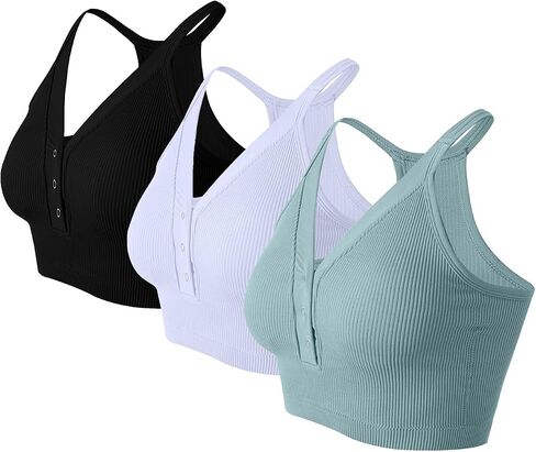 Racerback Padded Sports Bra for Women- Seamless Comfort Push Up Tank Tops for Yoga Workout Athletic Fitness in Saudi Arabia