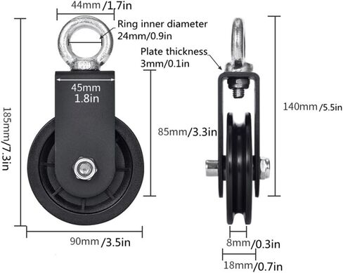 3.5 in 90mm Cable Pulley Attachments for Gym,Cable Pulley Wheel for Gym System Silence Pulley Rotation Traction Wheel Smooth Detachable 360 Rotation 1Pcs in Saudi Arabia