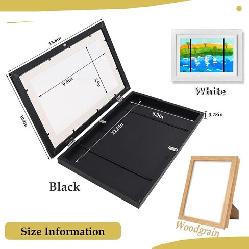 2Pack Frame for Kids Artwork Picture Frame Art Display for Kids Artwork 8.3 x 11in Kids Art Frames Changeable Up To 150 Pcs for Children Art Projects Drawings Black in Saudi Arabia