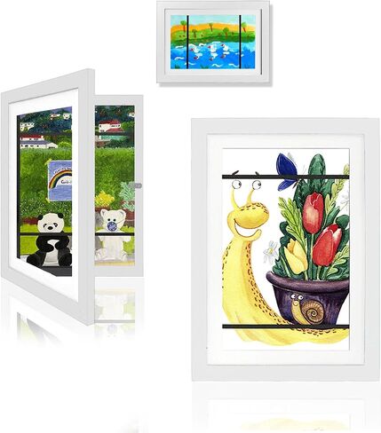 2Pack Frame for Kids Artwork Picture Frame Art Display for Kids Artwork 8.3 x 11in Kids Art Frames Changeable Up To 150 Pcs for Children Art Projects Drawings Black in Saudi Arabia