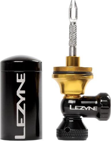 Lezyne, Tubeless CO2 Blaster | CO2 Inflator/Tubeless Bike Tire Repair Kit w/ 2x20g Threaded Cartridges, Black/Gold, Road, Gravel, Mountain, XC, Enduro in Saudi Arabia