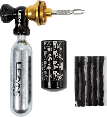 Lezyne, Tubeless CO2 Blaster | CO2 Inflator/Tubeless Bike Tire Repair Kit w/ 2x20g Threaded Cartridges, Black/Gold, Road, Gravel, Mountain, XC, Enduro in Saudi Arabia