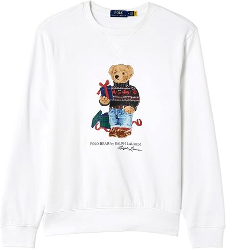 سويت شيرت رجالي من POLO RALPH LAUREN مصنوع من الصوف ذو رقبة دائرية محدودة من Polo Bear (Fa23 White Gift Bear، L) in Saudi Arabia