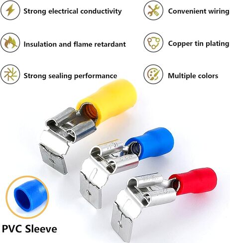 smseaces 80pcs 22-10AWG Piggy Back Spade Terminal Connectors 6.3mm(1/4") Piggyback Wire Connectors for Automotive,Audio systems,Household Appliances Double spade connector in Saudi Arabia