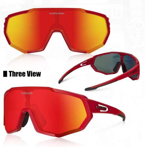 Queshark Cycling Glasses Sports Sunglasses for Men Women with 1 Polarized 2 HD Lens For MTB Running Driving Fishing Baseball in Saudi Arabia
