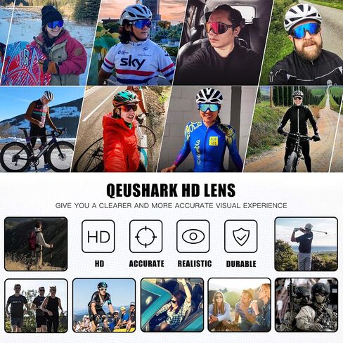 Queshark Cycling Glasses Sports Sunglasses for Men Women with 1 Polarized 2 HD Lens For MTB Running Driving Fishing Baseball in Saudi Arabia