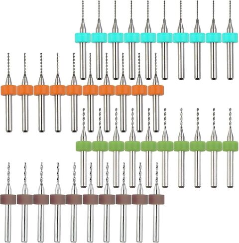 مجموعة لقم الثقب PCB، 0.6 مم 0.8 مم 1.0 مم 1.2 مم لقمة مثقاب من كربيد الناي الحلزوني، لطباعة لوحة الدوائر والمجوهرات وشمع العسل والحجر الخام باستخدام الحاسب الآلي وما إلى ذلك (4 مجموعات) in Saudi Arabia