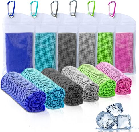 6 عبوات من مناشف التبريد من أمجيكو، منشفة باردة فورية رائعة للرقبة والوجه، مناشف العرق الناعمة القابلة للتنفس للرياضة وصالة الألعاب الرياضية واليوجا والجولف والشاطئ والتخييم والسفر والطقس الحار in Kuwait