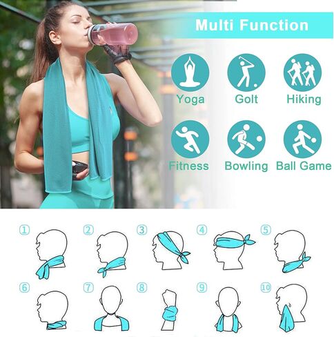 6 عبوات من مناشف التبريد من أمجيكو، منشفة باردة فورية رائعة للرقبة والوجه، مناشف العرق الناعمة القابلة للتنفس للرياضة وصالة الألعاب الرياضية واليوجا والجولف والشاطئ والتخييم والسفر والطقس الحار in Kuwait