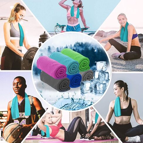 6 عبوات من مناشف التبريد من أمجيكو، منشفة باردة فورية رائعة للرقبة والوجه، مناشف العرق الناعمة القابلة للتنفس للرياضة وصالة الألعاب الرياضية واليوجا والجولف والشاطئ والتخييم والسفر والطقس الحار in Kuwait