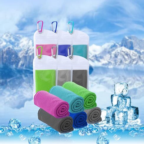 6 عبوات من مناشف التبريد من أمجيكو، منشفة باردة فورية رائعة للرقبة والوجه، مناشف العرق الناعمة القابلة للتنفس للرياضة وصالة الألعاب الرياضية واليوجا والجولف والشاطئ والتخييم والسفر والطقس الحار in Kuwait
