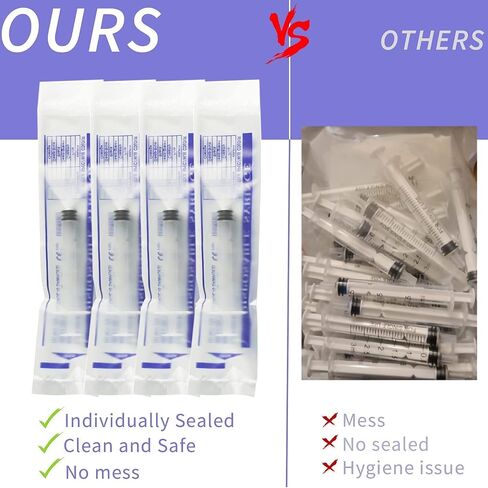 10 Pack 20ml/cc Plastic Luer Lock Syringe Large Syringes without Needle, Individually Wrapped, with Tip Cap for Scientific Labs and Measuring Liquids, Dispensing, Oil or Glue Applicator in Saudi Arabia
