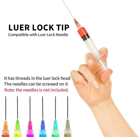 10 Pack 20ml/cc Plastic Luer Lock Syringe Large Syringes without Needle, Individually Wrapped, with Tip Cap for Scientific Labs and Measuring Liquids, Dispensing, Oil or Glue Applicator in Saudi Arabia