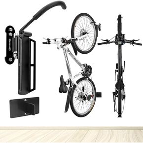 Swivel Bike Rack Wall Mount, Indoor Hanging Bike Hanger for Garage, Space Saving Wall Foldable Bike Hook Holder, Adjustable Bicycle Storage Rack for MTB, Road, Mountain or Hybrid Bikes（2 packs）