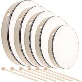 5 Pcs Hand Drum Set, 6 Inch 7 Inch 8 Inch 10 Inch 12 Inch Wood Frame Drum Kit with Drum Stick for Beginners Party Supplies
