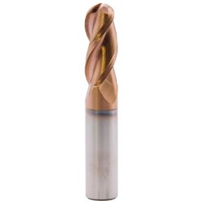 High Performance Ball Nose Solid Carbide End Mill for Aluminum - ZRN Coated, 37 Degree Helix, 3 Flute, 1/2" Cutting Diameter, 1/2" Shank Diameter, 1-1/4" Length of Cut, 3" Overall Length