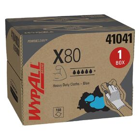 منديل كيمبرلي كلارك 41041 Wypall X80، طول 12.5 سم، عرض 16.8 سم، صندوق منبثق، أزرق، عبوة من 160 قطعة in Kuwait