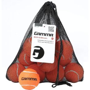 GAMMA Bag of Pressureless Tennis Balls - Sturdy & Reuseable Mesh Bag with Drawstring for Easy Transport - Bag-O-Balls (12-pack of balls, Orange)