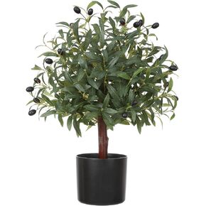 25" Tall Artificial Olive Topiary Ball Tree Set of 2 Pack, Olive Boxwood Topiary Ball Potted Bushes UV Resistant Potted Plants for Indoor Outdoor Home Garden