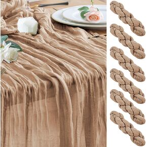 Wokceer Cheesecloth Table Runner Beige 10FT Boho Gauze Cheese Cloth Table Runner for Party Long Rustic Sheer Table Runners for Baby Bridal Shower Wedding Easter Table Decor