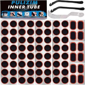 Bicycle Tube Patch Kits Bicycle Tire Repair kit Inner Tube Patch kit Parches para Bicicleta Rubber Patch kit 96 PCS Vulcanized Patches 4 tire vulcanizing Fluid…, Medium, BLACK