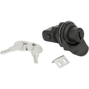 Southco 93 Series Plastic Key Locking Push to Close Latch, Pull Tab Perpendicular to Latching Pawl, 0.00"-0.41" Panel Thickness, 0.88"-0.91" Grip Range, Black