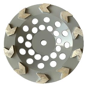 JINYO 7'' 5/8-11 180mm Arrow Segment Garage Grinder Disk for Epoxy Coatings/Vinyl/Mastic Paintings/Stone Floor Aggressive Cup Wheel Masonry Tools fix Raised Concrete Angle Grinder Grinding Disk, Grey