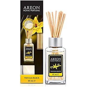 Areon Home Luxury Perfume Reed Diffuser + 10 Rattan Reeds, Vanilla Black Scent 85ml