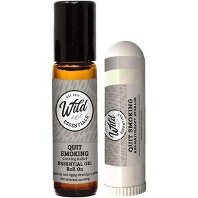 Quit Smoking Nasal Inhaler and Roll On Essential Oils, 2 Piece Set, Stop Smoking Aid, Helps Relieve Cravings, Soothes Lungs, All Natural