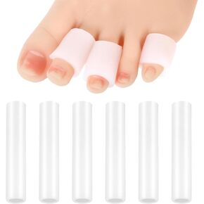 Silicone Toe Covers, 6 Piece White Open Toe Tube Toe Protectors Cuttable Toe Protectors Pads Corn Pads for Toes for Small Toes Corns Bunions Blisters Hammer Toes Relieve Toe Pain