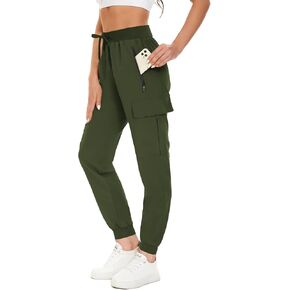 KINGFEN Womens Lightweight Quick Dry Elastic Waist Hiking Cargo Pants