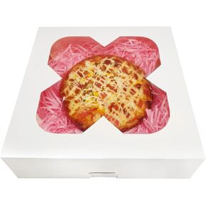 25 علبة فطائر مقاس 10 × 10 × 2.5 مع نافذة، وصناديق مخبز بيضاء للفطائر والدونات والشوكولاتة بالفراولة in Kuwait