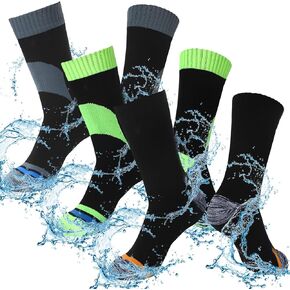 Janmercy 3 Pairs Unisex Waterproof Socks Breathable Knit Socks for Men Women Socks for Hiking Wading Running Skiing, 3 Colors