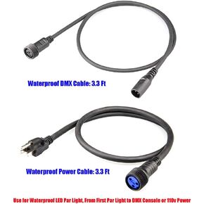 Waterproof Dmx Power Cord, 2m 6.6ft Male Female Dmx+Power Data Output Connector, Waterproof Dmx Cable & Power Extension Cable, Ip65 Outdoor Stage Lights Cable for Led Par Light Hand in Hand Connection
